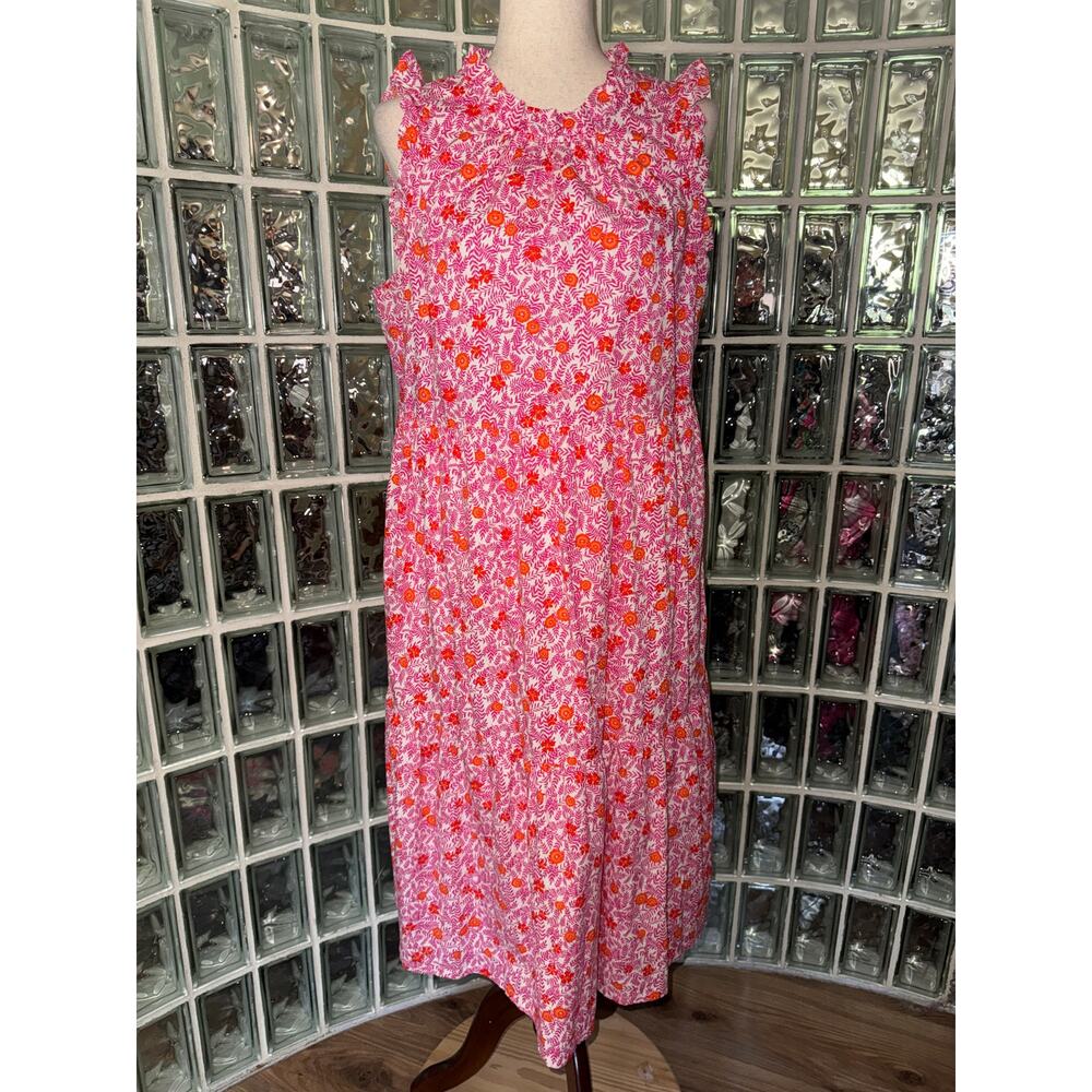 J. Crew Tiered Ruffle Sleeveless Floral Print Midi Dress - size 12 - OE